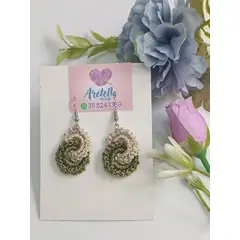 GENERICO - Aretes Tejidos en Crochet anillos verde geige