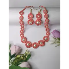GENERICO - Juego Collar y Aretes Crochet Palo de Rosa