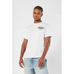 KOAJ - Camiseta manga corta unicolor con estampado en frente y Hombre