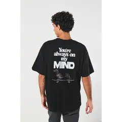 KOAJ - Camiseta Oversize para hombre con estampado en frente y Hombre
