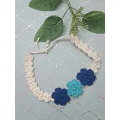 GENERICO - Balacas para bebé en Crochet Beige Flores Azul