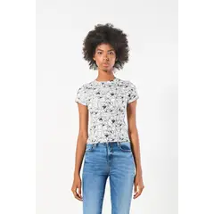 KOAJ - Camiseta manga corta en rib con estampado en continuo d Mujer