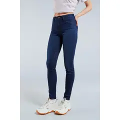 KOAJ - Jean azul oscuro tipo jegging con costuras cafés y 5 bols MUJER