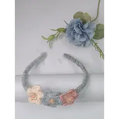 GENERICO - Diademas Niña en Crochet gris flores