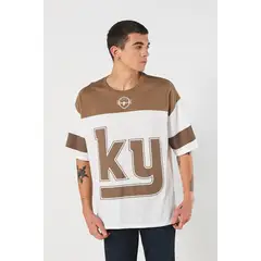 KOAJ - Camiseta oversize para hombre en color blanco y café, e Hombre