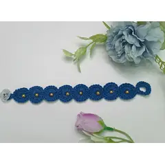 GENERICO - Pulsera tejida en crochet azul rey