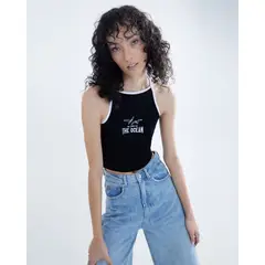 SEVEN SEVEN - Crop Top Para Mujer Manga Sisa Color Negro Marca #28095751