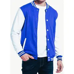 URBAN PLUS - Chaqueta hombre beisbolera azul rey mangas blancas