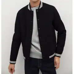 URBAN PLUS - Chaqueta hombre beisbolera negra raya blanca