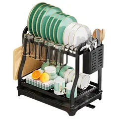 GENERICO - Escurridor de Platos Doble Nivel Acero Inoxidable Cocina