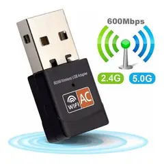 GENERICO - Adaptador USB Wifi 5GHZ 600MBPS receptor AC inalambrico 5G