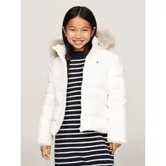 TOMMY HILFIGER - Chaqueta Niña Blanca Essential Con Capota Y Plumón