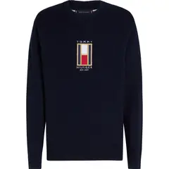 TOMMY HILFIGER - Saco azul de cuello redondo con logo gráfico