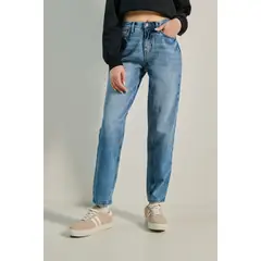 KOAJ - Jean azul medio mom tiro súper alto con rotos