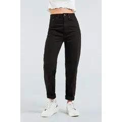 KOAJ - Jean negro tipo mom con tiro súper alto, bolsillos y bota MUJER