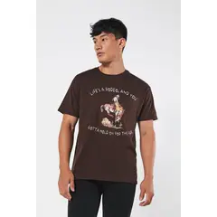 KOAJ - Camiseta unicolor con estampado vaquero y manga corta HOMBRE