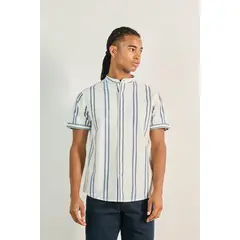 KOAJ - Camisa cuello neru o mao a rayas en slim fit con manga co HOMBRE