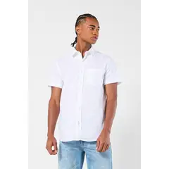 KOAJ - Camisa en algodón unicolor manga corta con bolsillo HOMBRE