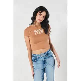 KOAJ - Camiseta acanalada manga corta con estampación tipo col Mujer