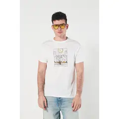 KOAJ - Camiseta cuello redondo crema clara con diseño místico