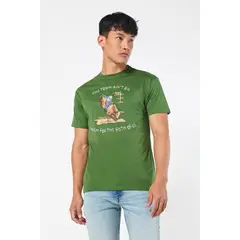 KOAJ - Camiseta unicolor con estampado vaquero y manga corta Hombre