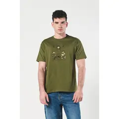 KOAJ - Camiseta manga corta unicolor con estampado en frente. Hombre