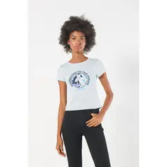 KOAJ - Camiseta manga corta en rib con estampado en frente de Mo MUJER