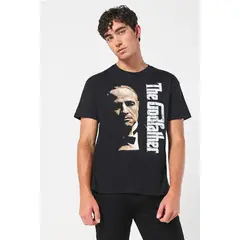 KOAJ - Camiseta negra con arte del Padrino y cuello redondo