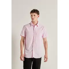 KOAJ - Camisa manga corta en slim fit, en colores solidos acorde HOMBRE
