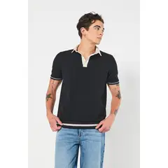 KOAJ - Camiseta polo azul intensa con cuello en contraste Hombre