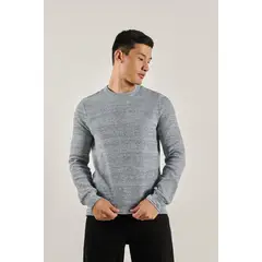 KOAJ - Suéter tejido azul claro con diseños y cuello redondo HOMBRE
