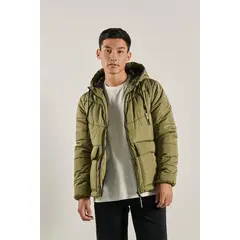 KOAJ - Chaqueta acolchada unicolor con capota y bolsillos con ta HOMBRE