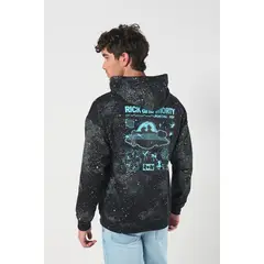 KOAJ - Buzo negro de Rick and Morty con bolsillo y capota HOMBRE