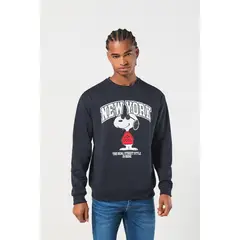 KOAJ - Buzo de Snoopy college azul intenso cuello redondo HOMBRE