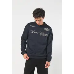 KOAJ - Buzo azul intenso cuello redondo con diseño college HOMBRE