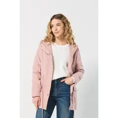 KOAJ - Chaqueta parka rosada clara con capota y cordón ajustable MUJER