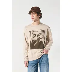 KOAJ - Buzo unicolor con estampado futurista y cuello redondo HOMBRE
