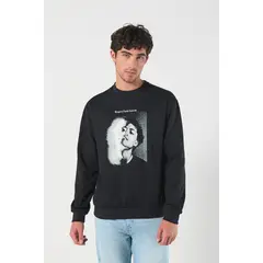 KOAJ - Buzo cuello redondo unicolor con estampado en frente HOMBRE