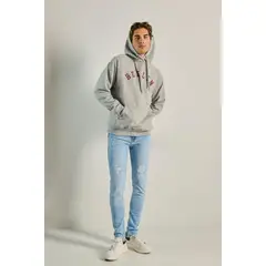 KOAJ - Buzo manga ranglan unicolor con capota y diseÃ±o colleg HOMBRE