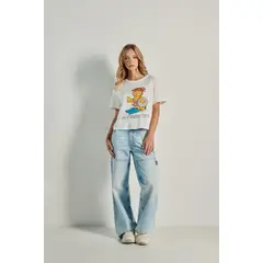 KOAJ - Camiseta unicolor crop top con manga corta y diseÃ±o de MUJER