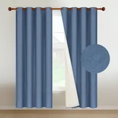 CASATUA - Cortina 100% Blackout Engomada Termica X2 Tipo Lino - Azul petroleo
