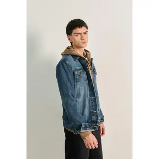 KOAJ - Chaqueta slim azul oscura de jean con bolsillos de parche HOMBRE