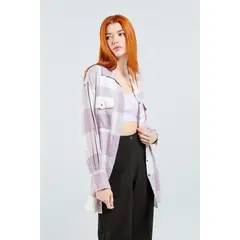 KOAJ - Sobrecamisa a cuadros unicolor oversize con manga larga MUJER