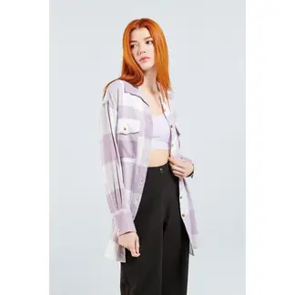 KOAJ - Sobrecamisa a cuadros unicolor oversize con manga larga MUJER