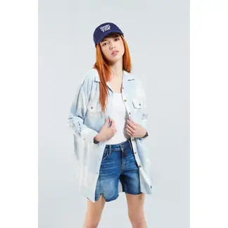 KOAJ - Sobrecamisa a cuadros unicolor oversize con manga larga MUJER