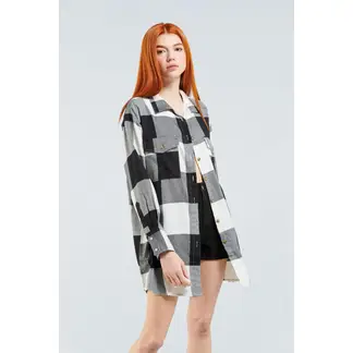 KOAJ - Sobrecamisa a cuadros unicolor oversize con manga larga MUJER
