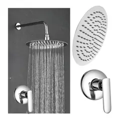 GENERICO - Kit Regadera Metálica Y Registro De Ducha Agua Fria Redondo