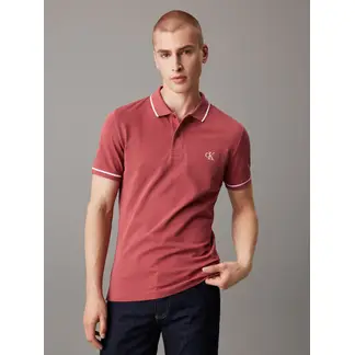 CALVIN KLEIN - Polo rojo slim con ribete en contraste