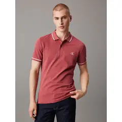 CALVIN KLEIN - Polo rojo slim con ribete en contraste