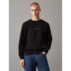 CALVIN KLEIN - Saco negro de felpa con monograma